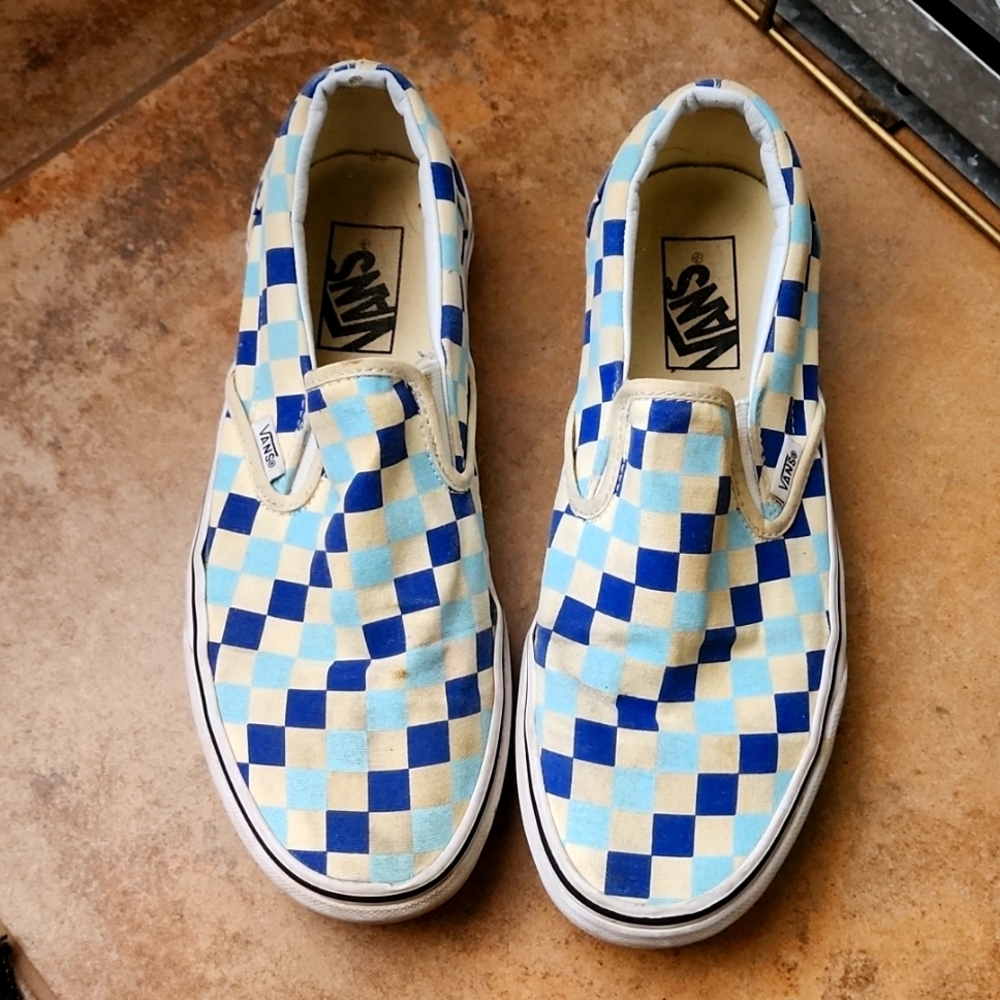 Vans Classic Blue checkered slip on sneakers
